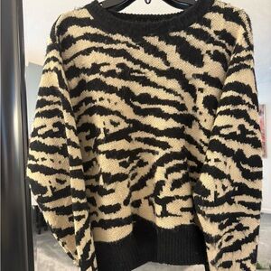 Black and Cream Animal Print Sweater